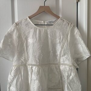 & Other Stories White Eyelet Lace Peplum Top